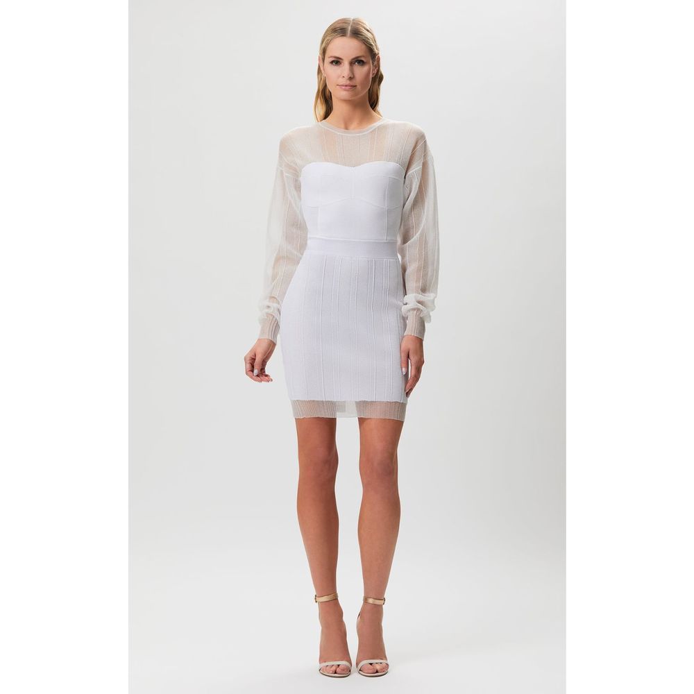 Herve Leger TRANSPARENT RIBBED GEOMETRIC MINI DRESS